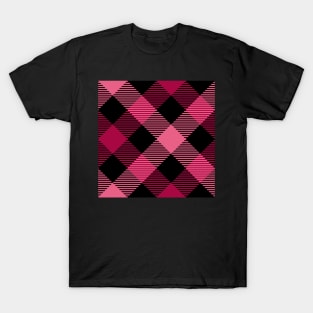 Tartan - Hot Pink and Black T-Shirt